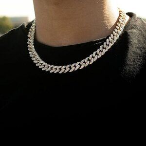 Luxury 13mm Gold Cuban Link Chain Necklace – 18” Iced Out Hip Hop Jewelry